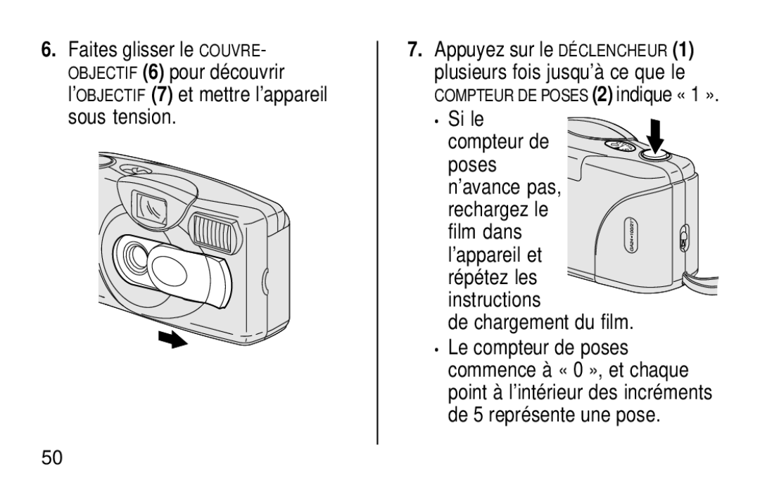 Kodak KB28 manual Si le Compteur de poses, De chargement du film 