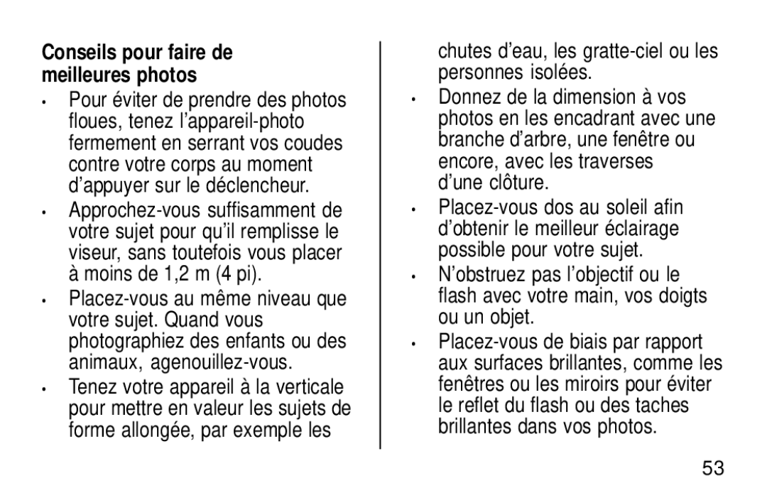 Kodak KB28 manual Conseils pour faire de meilleures photos 