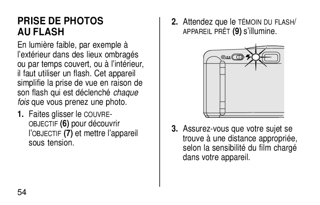 Kodak KB28 manual Prise DE Photos AU Flash 