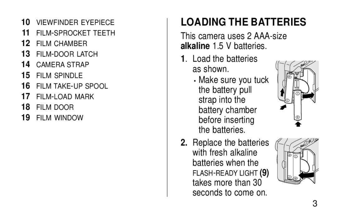 Kodak KB28 manual Loading the Batteries 