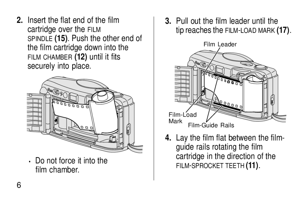 Kodak KB28 manual Insert the flat end of the film cartridge over the Film 