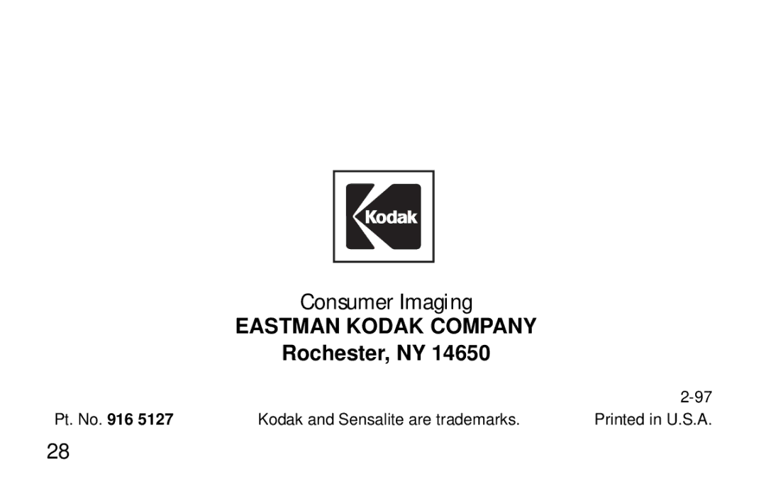 Kodak KB30/35 manual Eastman Kodak Company 