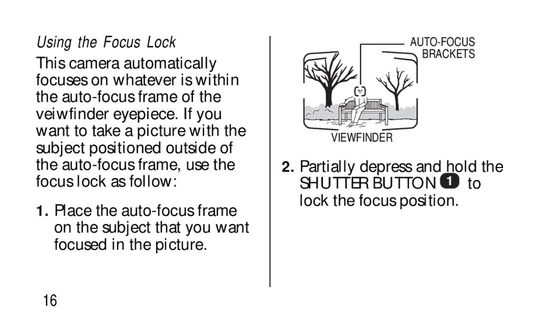 Kodak KC50/55 manual Using the Focus Lock 