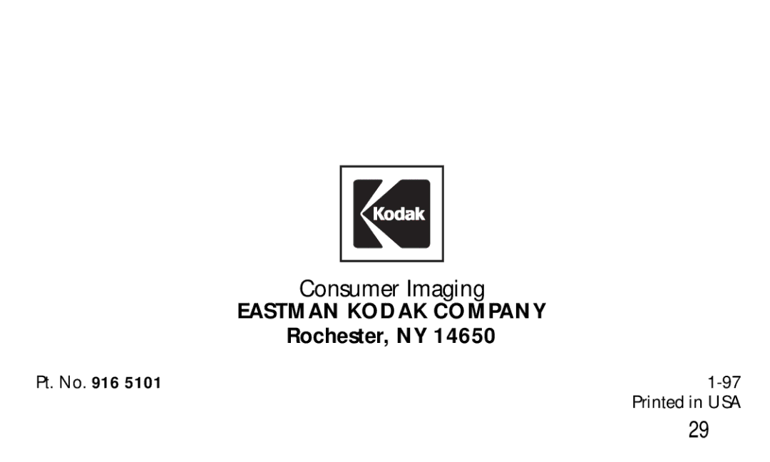 Kodak KC50/55 manual Eastman Kodak Company 