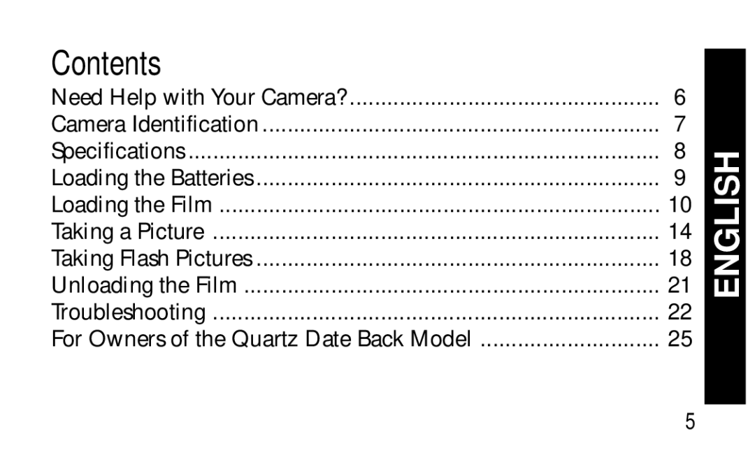 Kodak KC50/55 manual Contents, English 