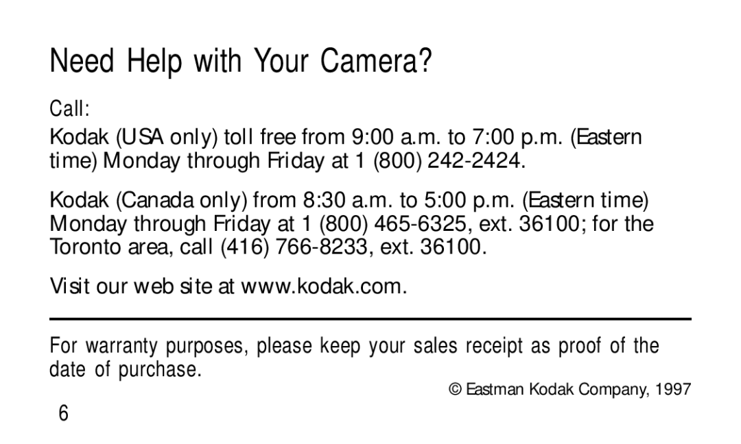 Kodak KC50/55 manual Need Help with Your Camera? 