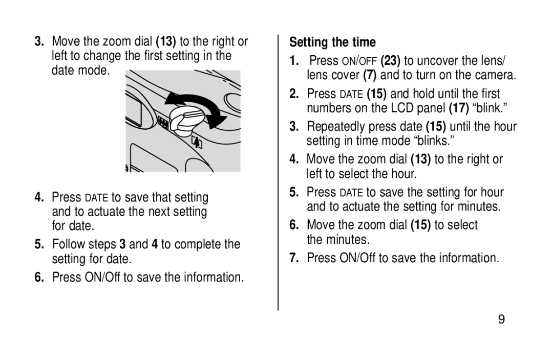 Kodak KE115 Zoom manual Setting the time 