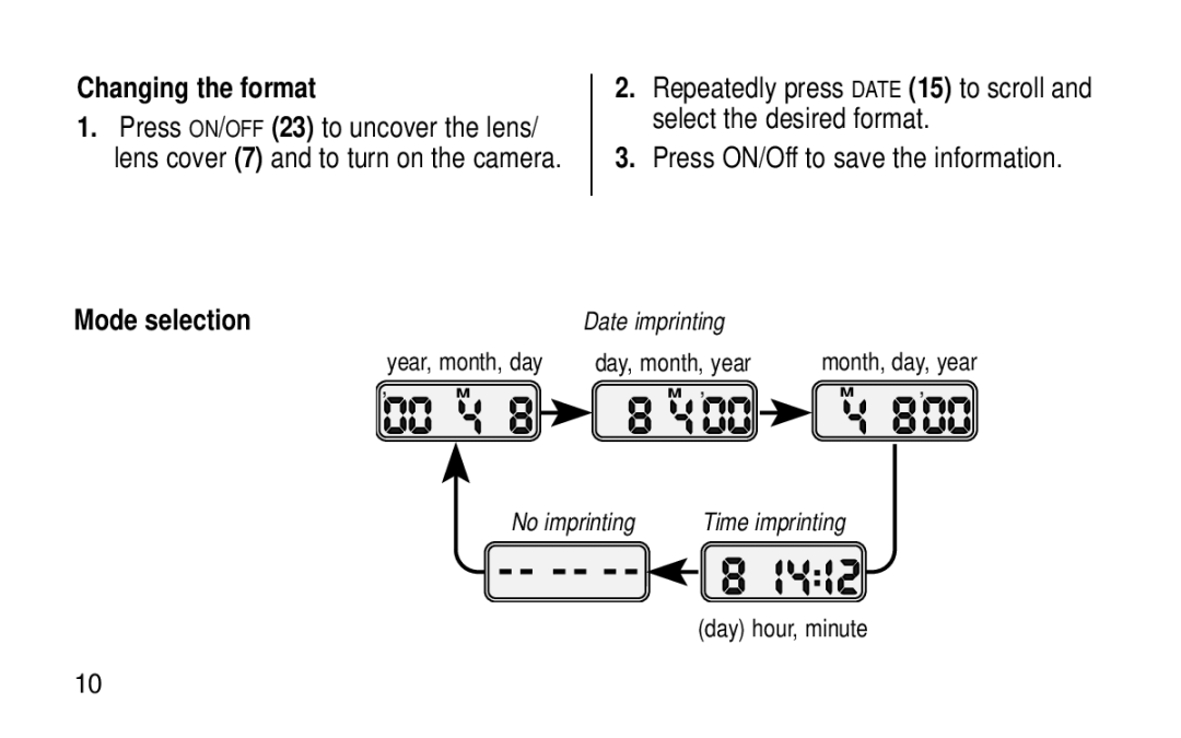 Kodak KE115 Zoom manual Changing the format, Mode selection 