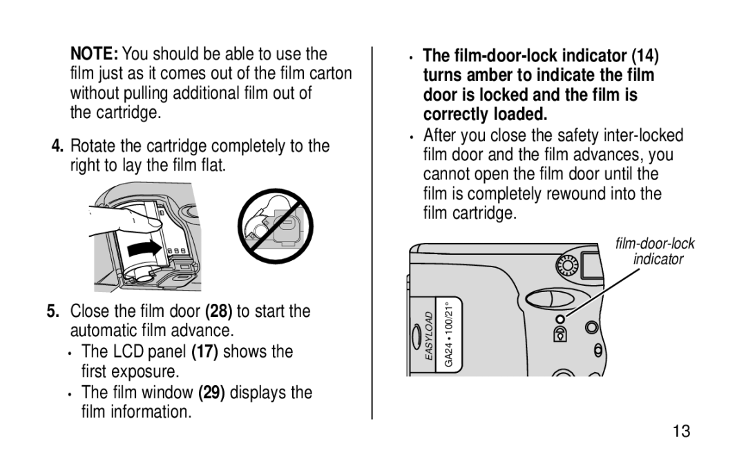 Kodak KE115 Zoom manual Film-door-lock indicator 