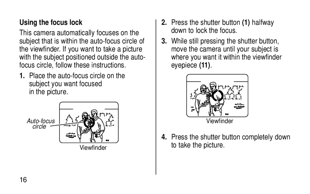 Kodak KE115 Zoom manual Using the focus lock, Picture 