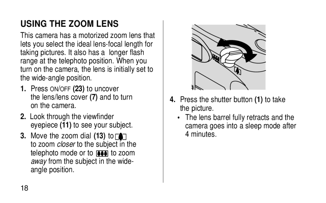 Kodak KE115 Zoom manual Using the Zoom Lens 