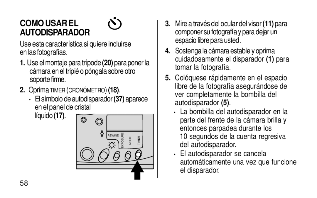 Kodak KE115 Zoom manual Como Usar EL Autodisparador, En el panel de cristal Líquido 