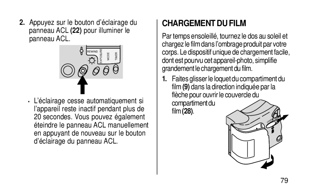 Kodak KE115 Zoom manual Chargement DU Film, Compartiment du film 