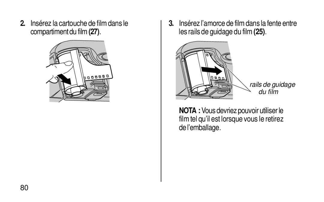 Kodak KE115 Zoom manual Rails de guidage du film 