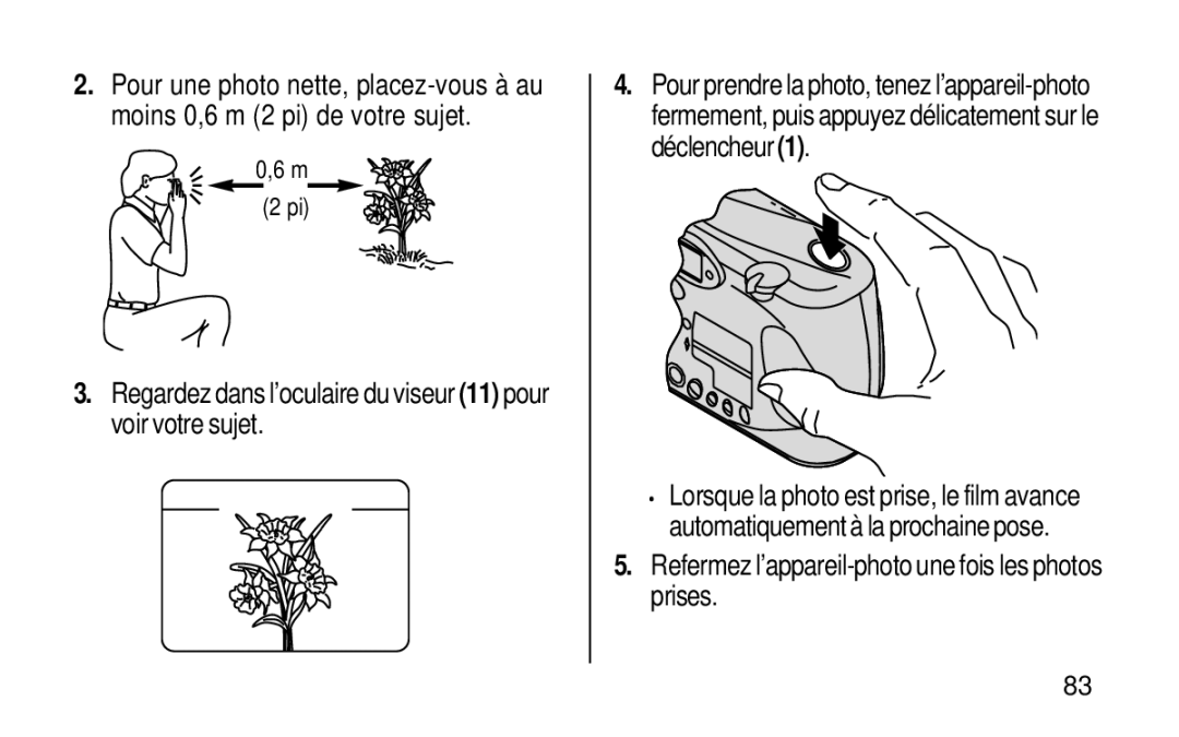 Kodak KE115 Zoom manual Regardez dans l’oculaire du viseur 11 pour voir votre sujet 