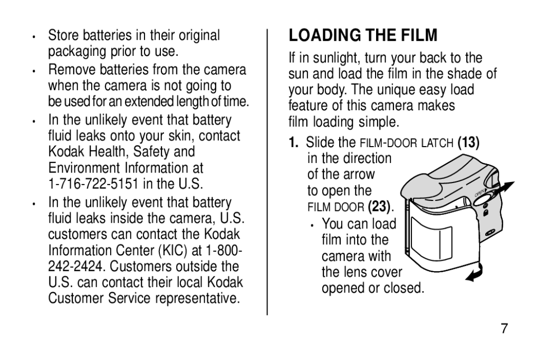 Kodak KE30 manual Loading the Film, Film loading simple, You can load 