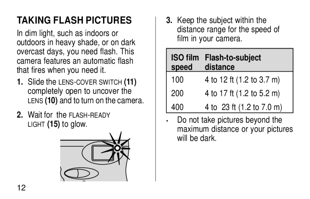 Kodak KE30 manual Taking Flash Pictures 