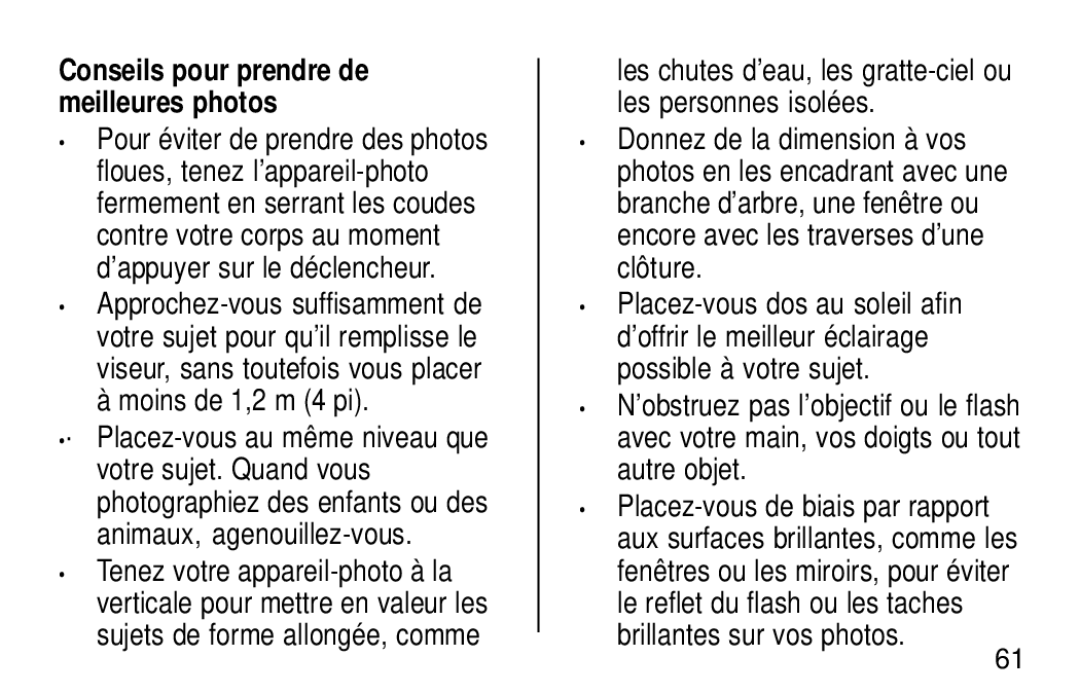 Kodak KE30 manual Conseils pour prendre de meilleures photos 