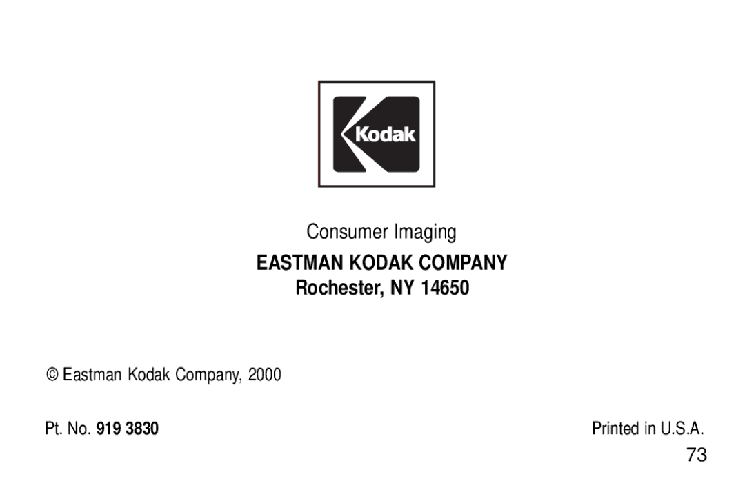 Kodak KE30 manual Consumer Imaging, Rochester, NY 