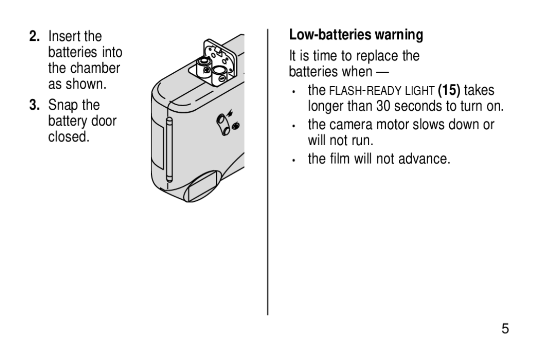 Kodak KE30 manual Low-batteries warning 