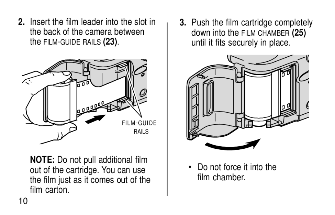 Kodak KE60 manual Do not force it into the film chamber 