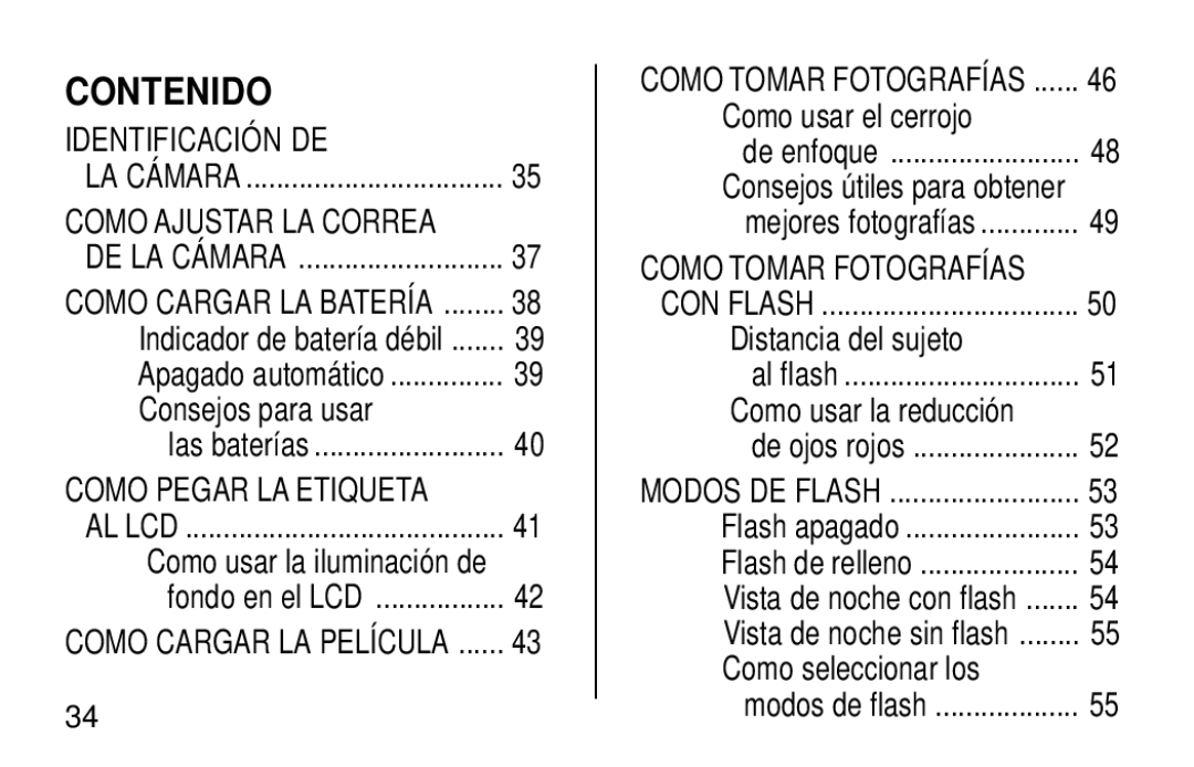 Kodak KE60 manual Contenido 