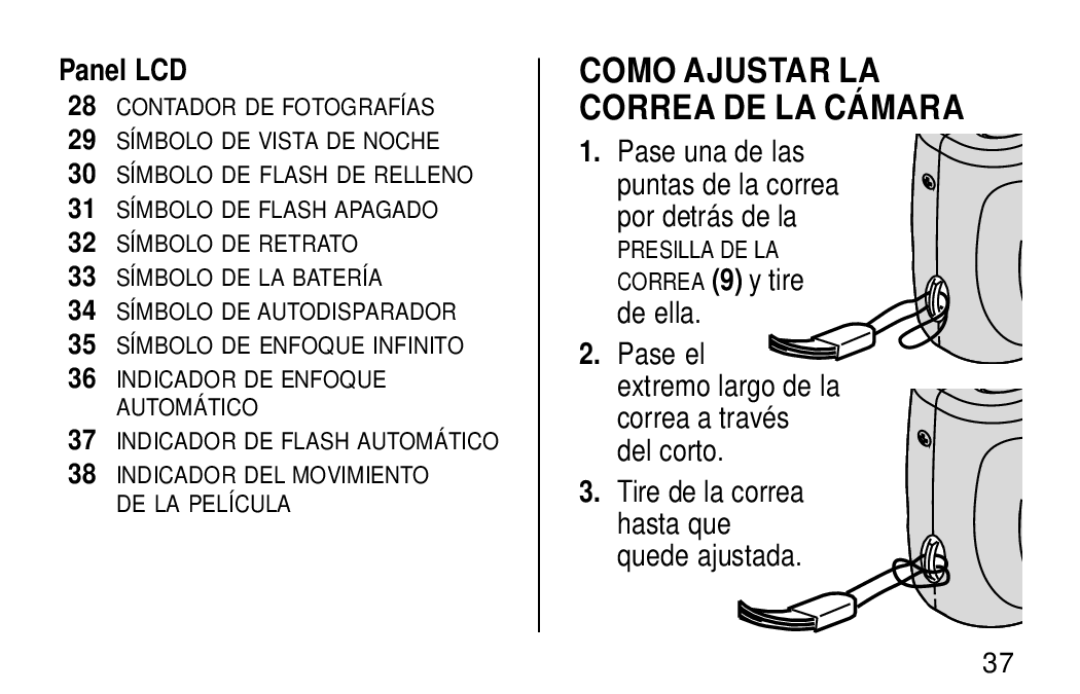 Kodak KE60 manual Panel LCD, Pase una de las, Quede ajustada 