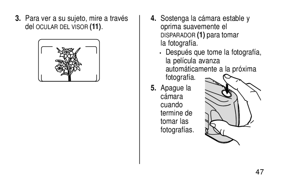 Kodak KE60 manual Sostenga la cámara estable y oprima suavemente el 