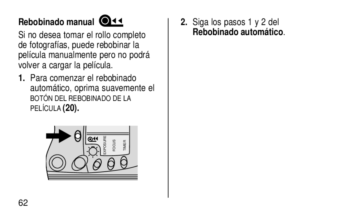 Kodak KE60 Rebobinado manual 