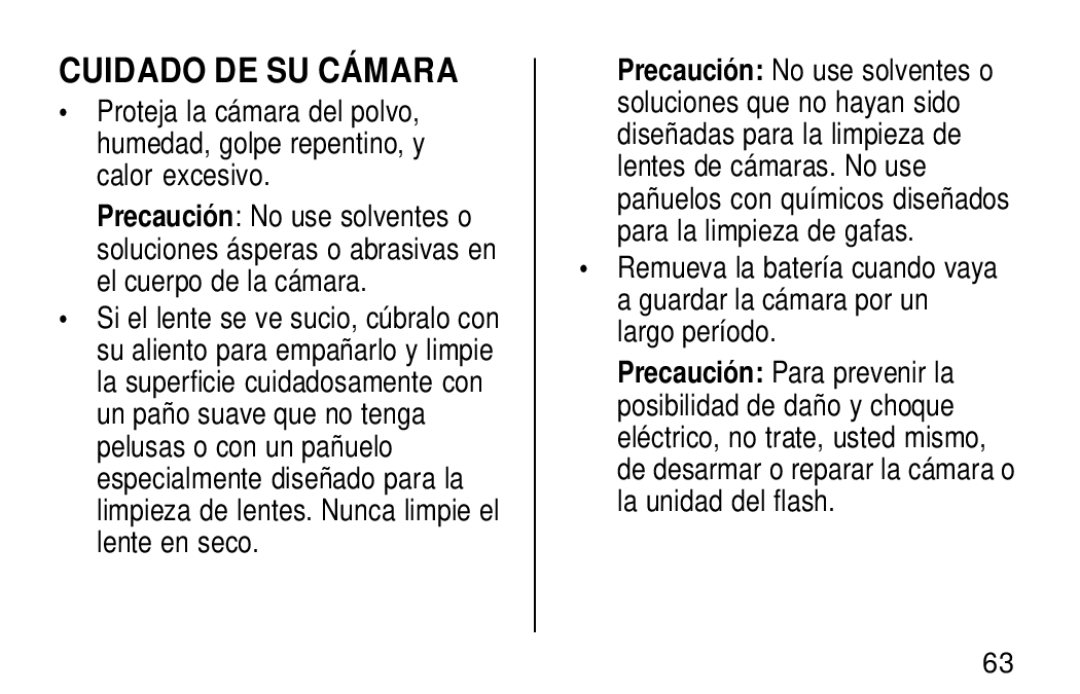 Kodak KE60 manual Cuidado DE SU Cámara 