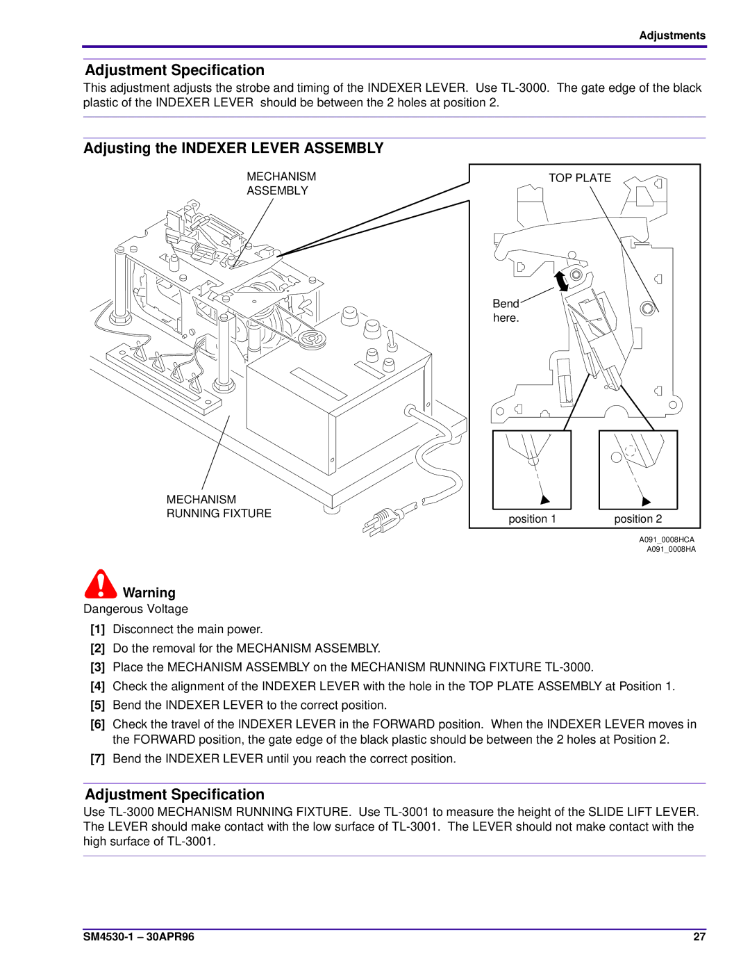 Kodak KKE PLUS, J-E PLUS, E-PLUS SLIDE service manual Adjusting the Indexer Lever Assembly 