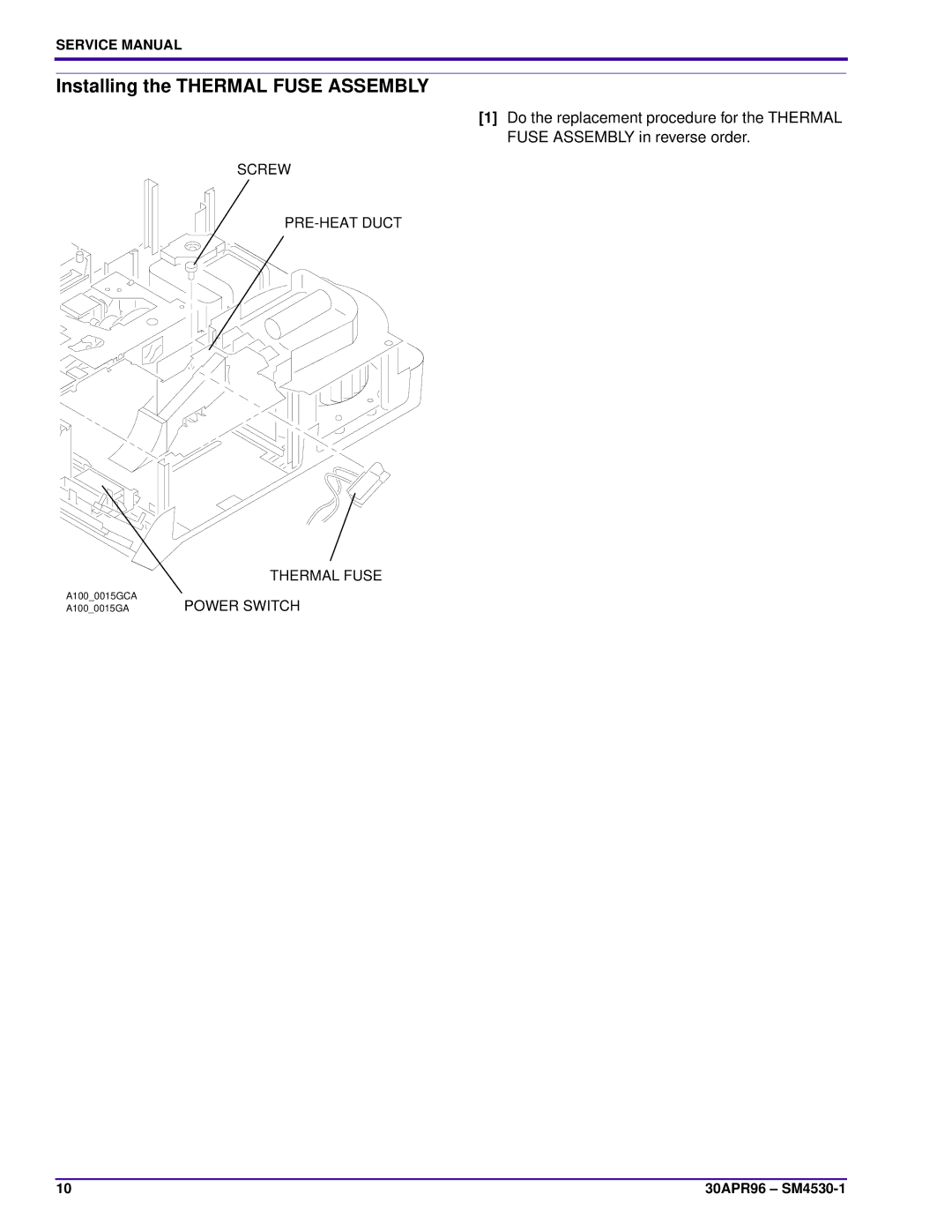 Kodak KKE PLUS, KKA, JAMT, J-E PLUS, E-PLUS SLIDE, ATS, BR service manual Installing the Thermal Fuse Assembly 