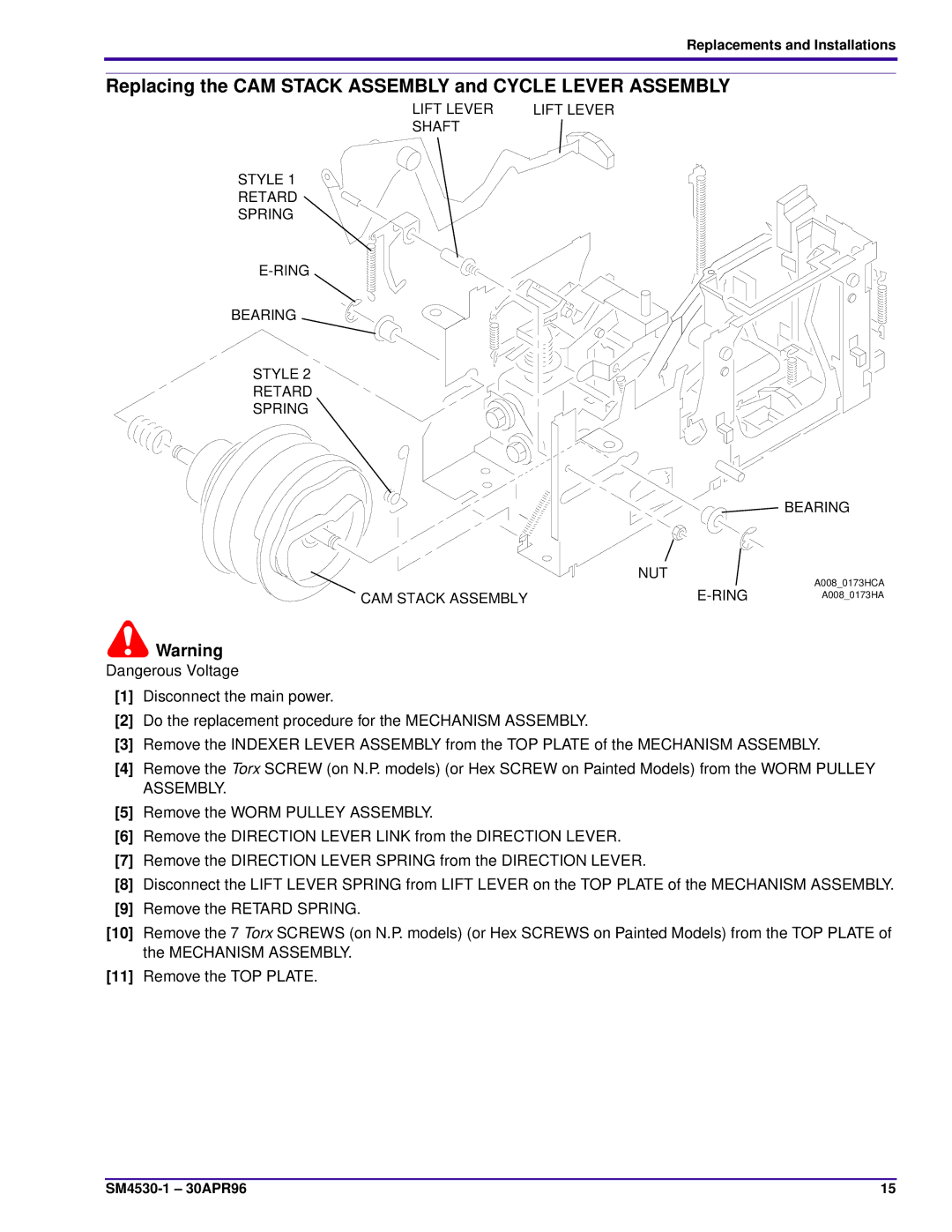 Kodak JAMT, KKE PLUS, KKA, J-E PLUS, E-PLUS SLIDE, ATS, BR Replacing the CAM Stack Assembly and Cycle Lever Assembly 