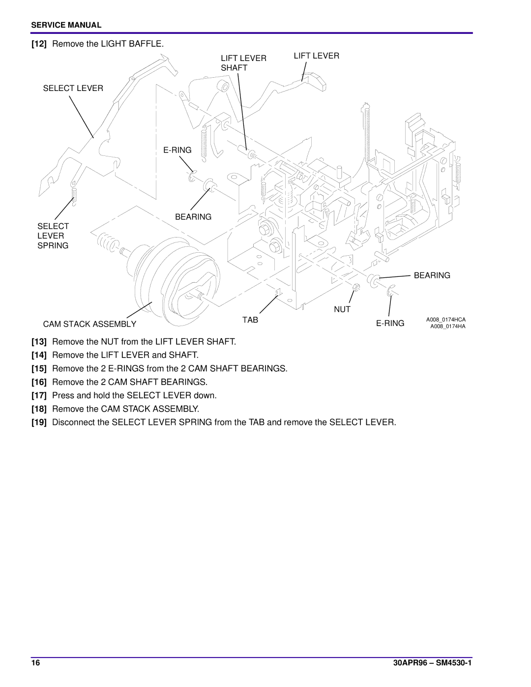 Kodak J-E PLUS, KKE PLUS, KKA, JAMT, E-PLUS SLIDE, ATS, BR service manual Remove the Light Baffle 