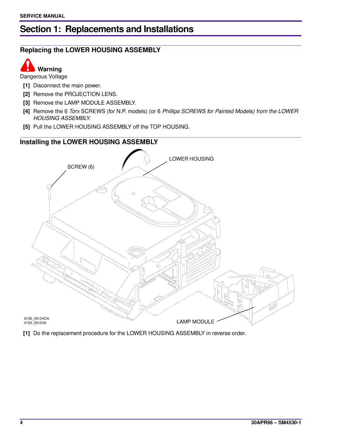 Kodak KKE PLUS, KKA, JAMT, J-E PLUS, ATS, BR Replacing the Lower Housing Assembly, Installing the Lower Housing Assembly 