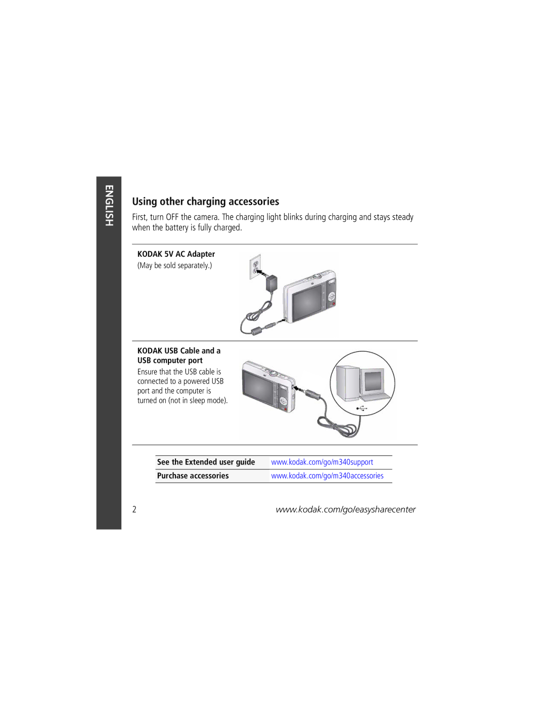 Kodak KLIC-7001 manual Using other charging accessories 