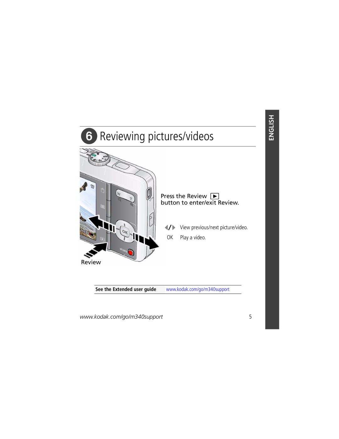 Kodak KLIC-7001 manual Reviewing pictures/videos 