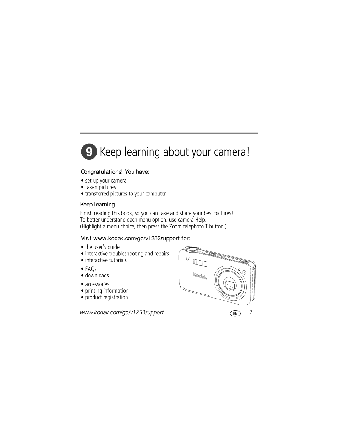 Kodak KLIC-7004 manual Congratulations! You have, Keep learning 