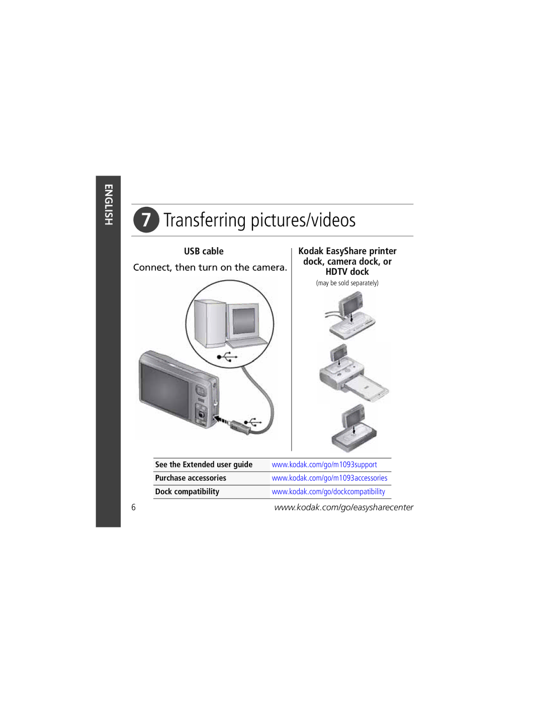 Kodak KLIC-7004 manual Transferring pictures/videos, Connect, then turn on the camera 