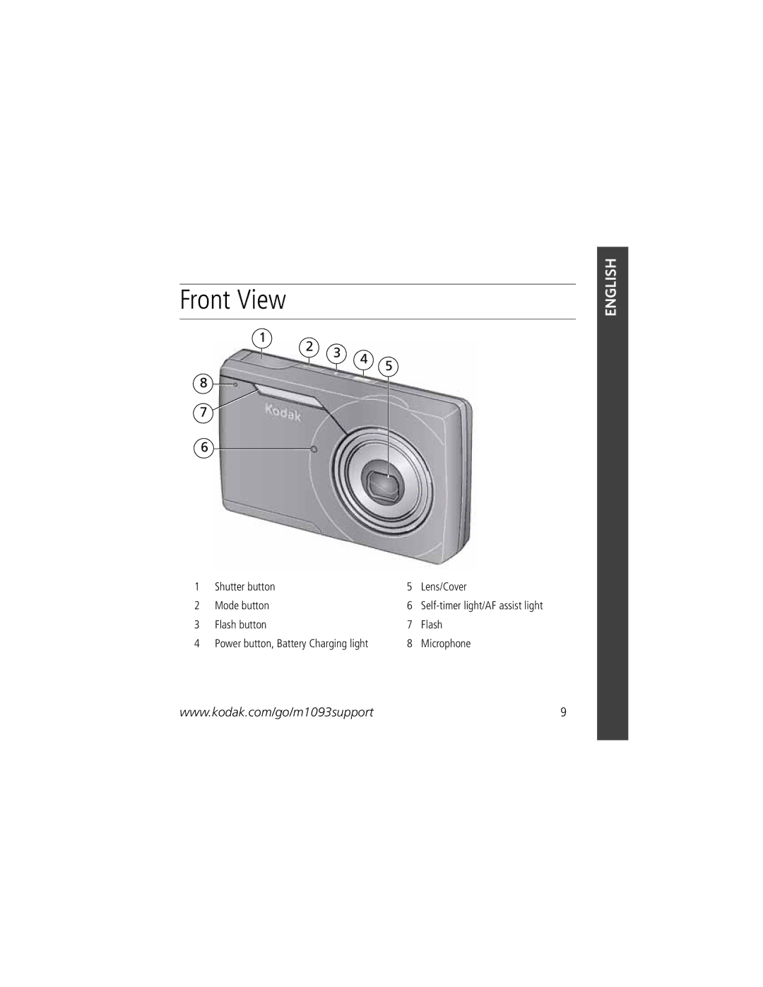 Kodak KLIC-7004 manual Front View 