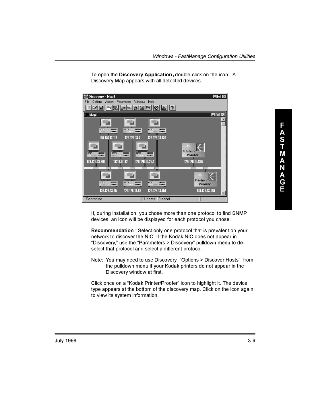 Kodak 3H0610, Kodak 10/100 Network Interface Card manual Windows FastManage Configuration Utilities 