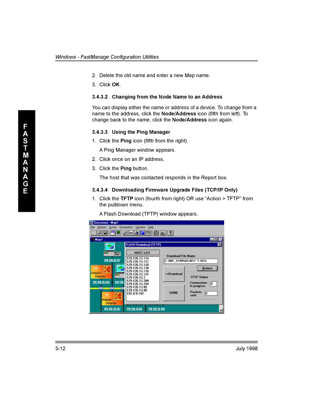 Kodak Kodak 10/100 Network Interface Card, 3H0610 manual Changing from the Node Name to an Address, Using the Ping Manager 