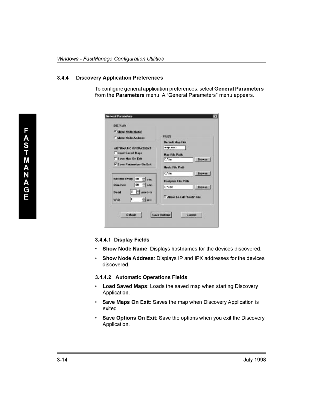 Kodak Kodak 10/100 Network Interface Card Discovery Application Preferences, Display Fields, Automatic Operations Fields 