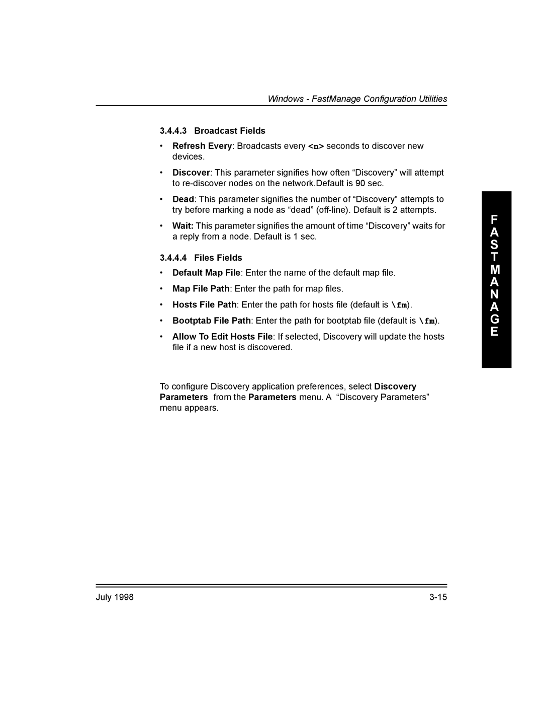 Kodak 3H0610, Kodak 10/100 Network Interface Card manual Broadcast Fields, Files Fields 