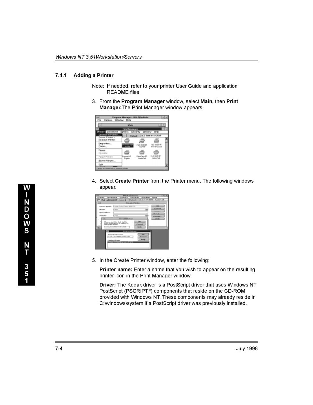 Kodak 3H0610, Kodak 10/100 Network Interface Card manual Adding a Printer 