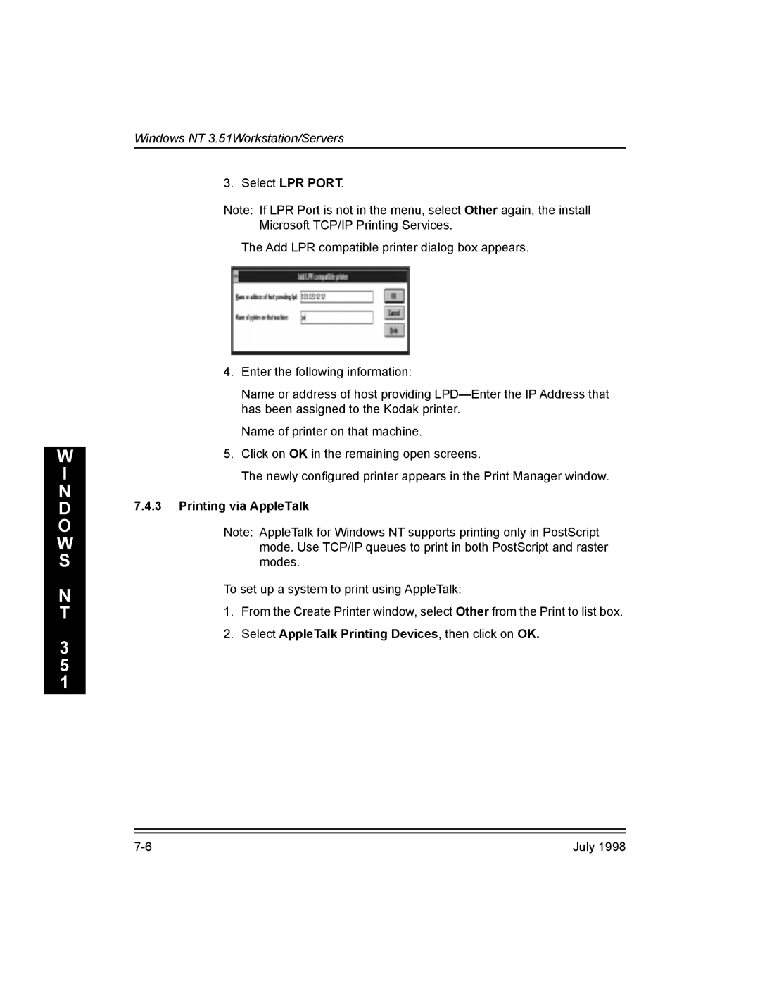 Kodak 3H0610 manual Printing via AppleTalk, Select AppleTalk Printing Devices, then click on OK 