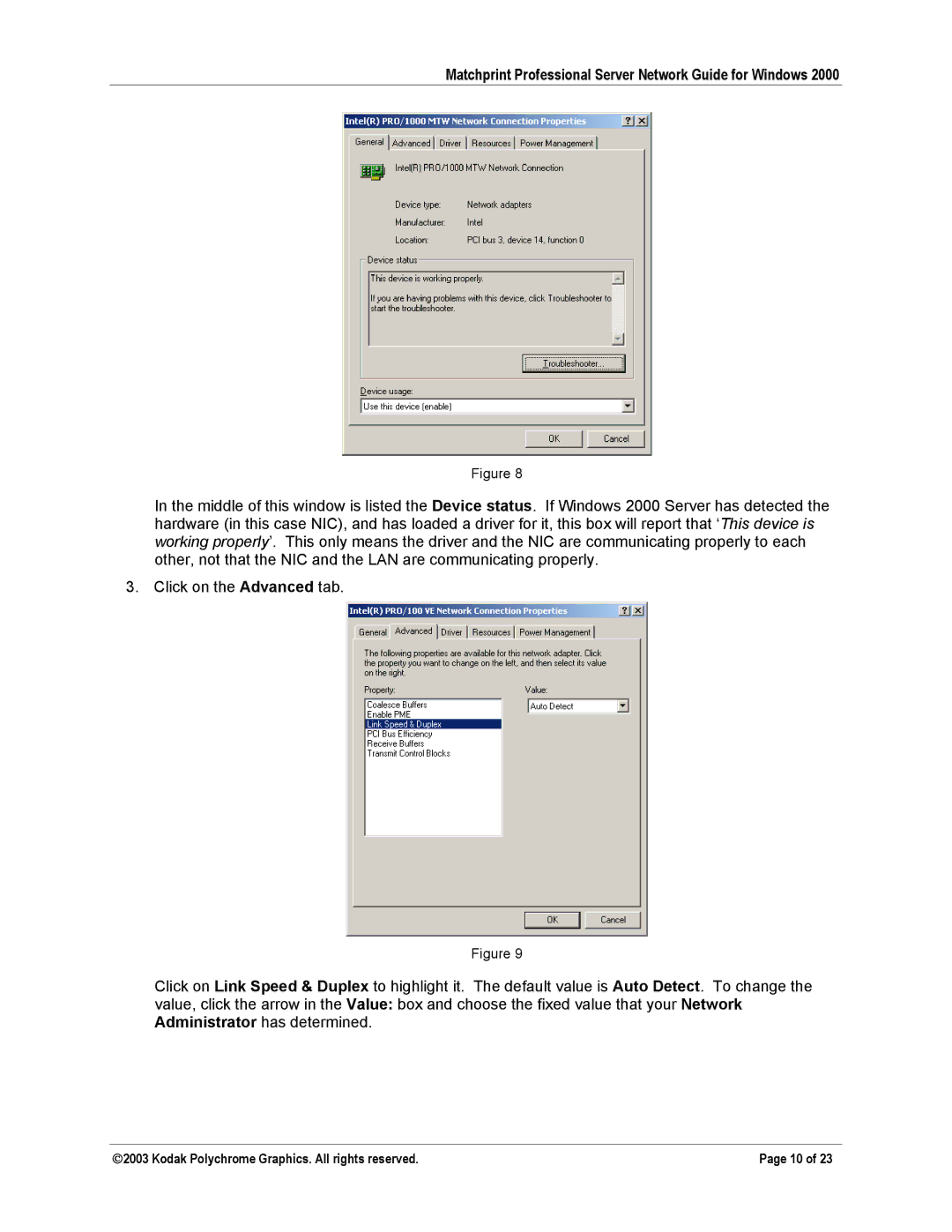 Kodak KY0730483 manual Matchprint Professional Server Network Guide for Windows 