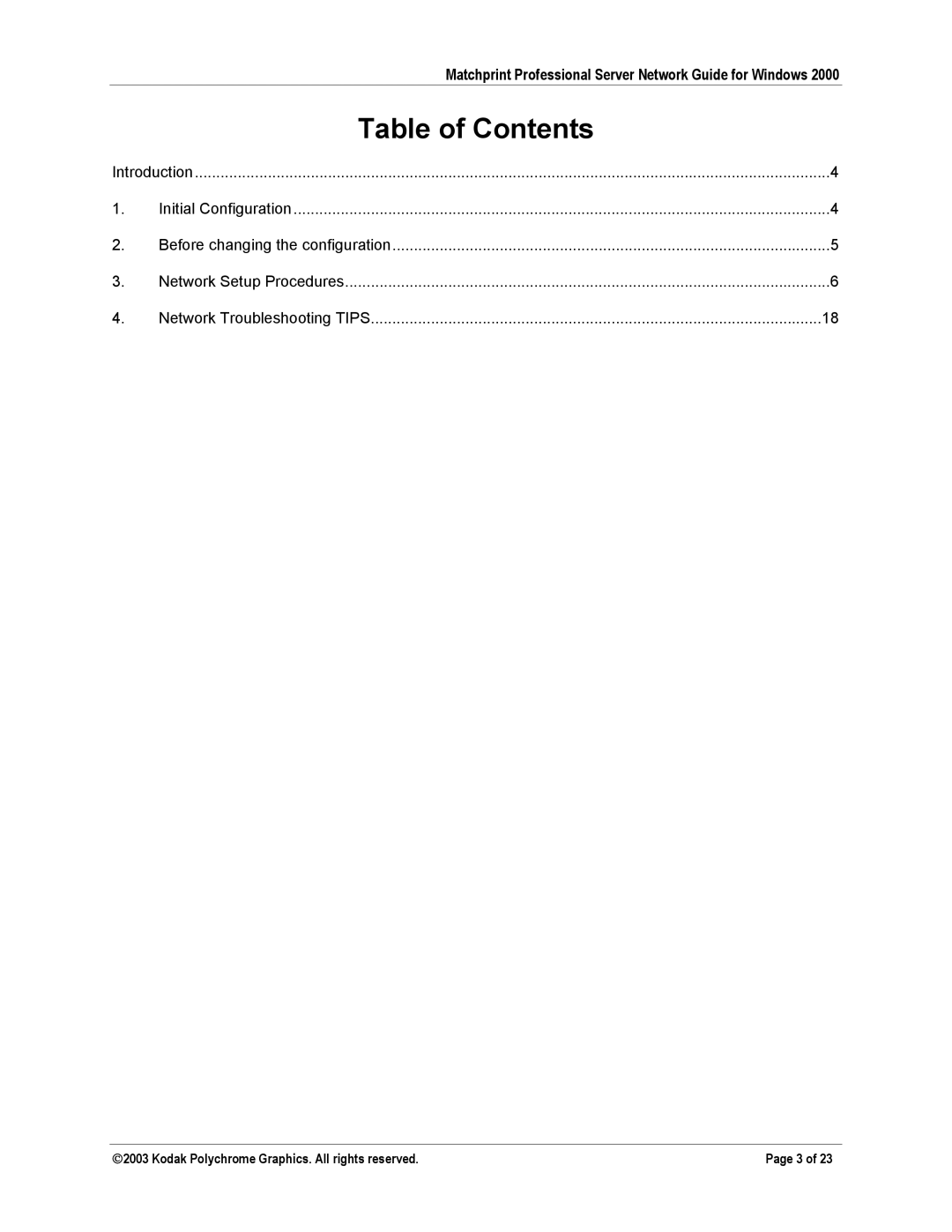 Kodak KY0730483 manual Table of Contents 