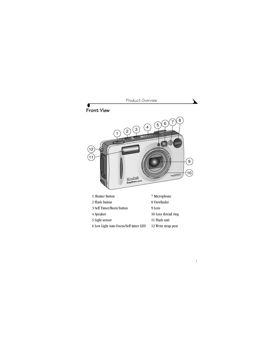 Kodak LS443 manual Front View 