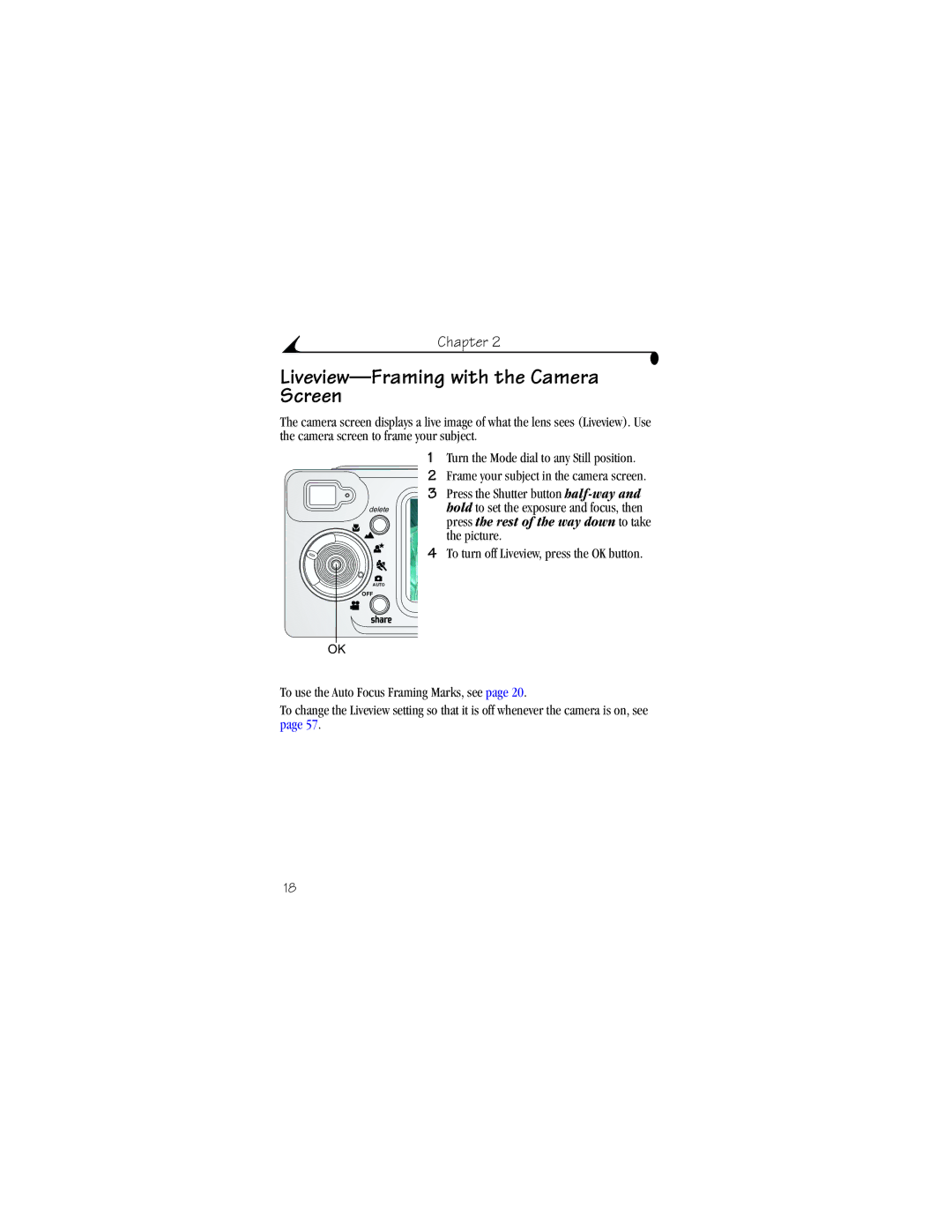 Kodak LS633 manual Liveview-Framing with the Camera Screen 